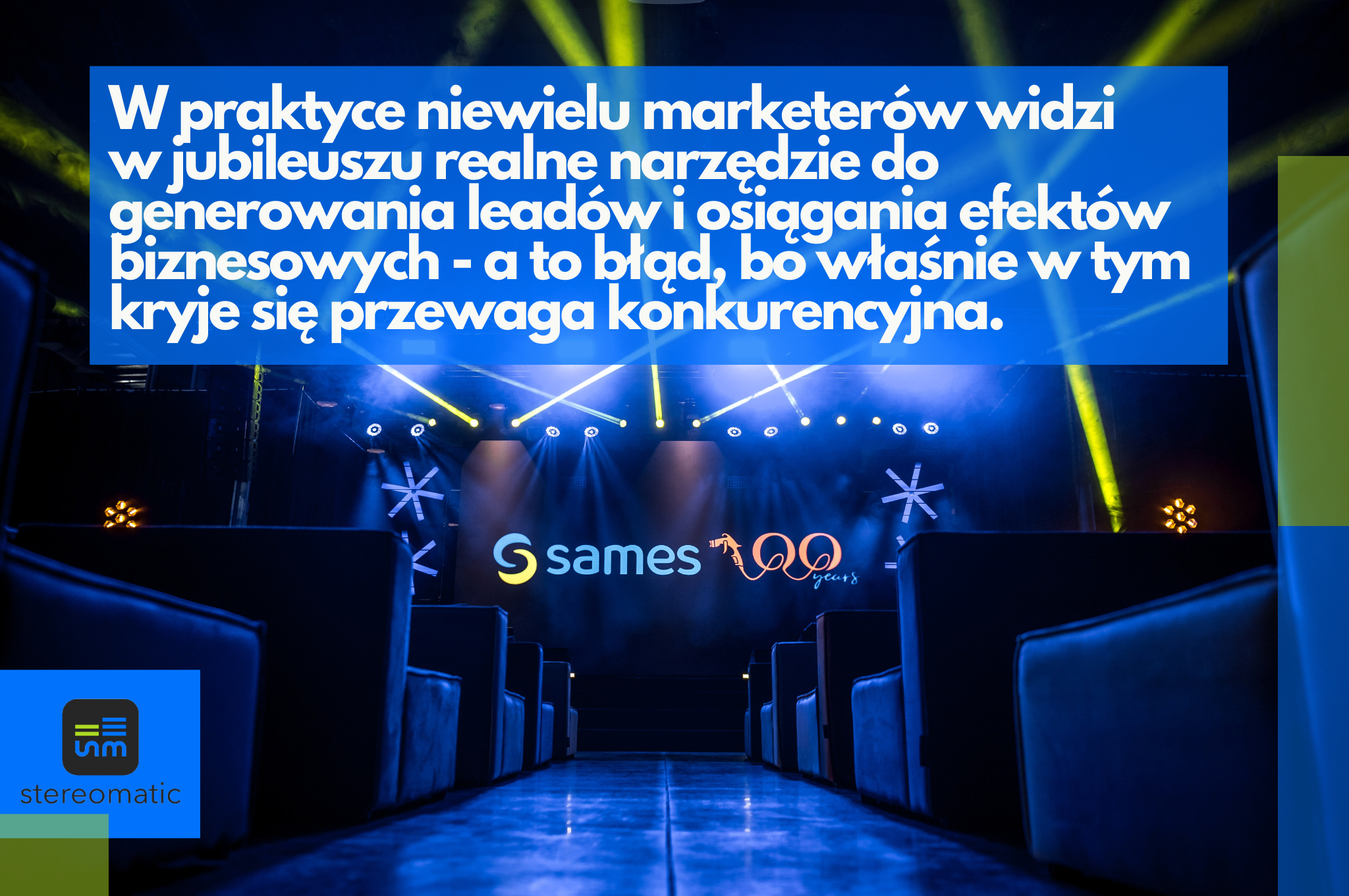 Profesjonalnie zorganizowany jubileusz firmy w Cukrowni Żnin, ukazany jako narzędzie marketingowe wspierające budowanie pozycji marki, generowanie leadów i przewagę konkurencyjną w B2B.